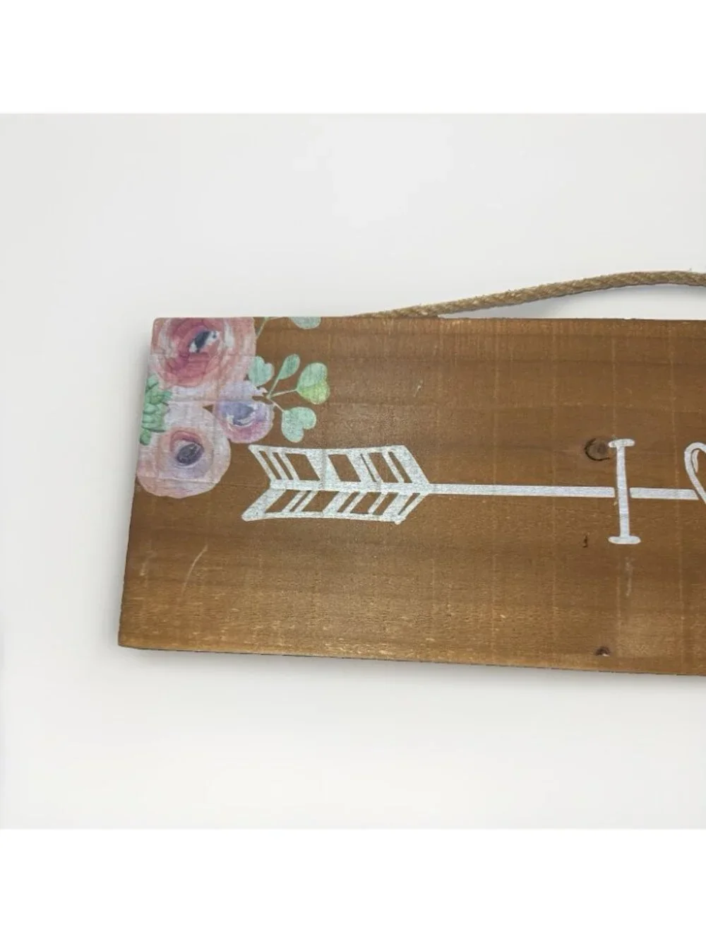 Wood Sign I Love You Floral Print Farmhouse Lightweight  20 X 6 Hanging Wall Art